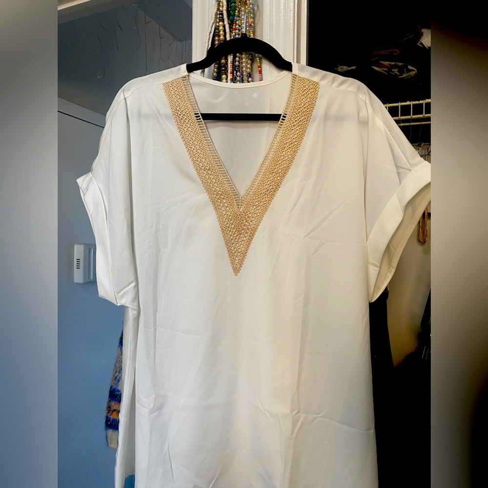 White Summer Top with front Detial